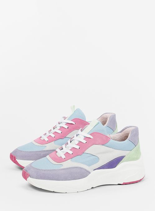 Blauwe multicolor suède sneakers