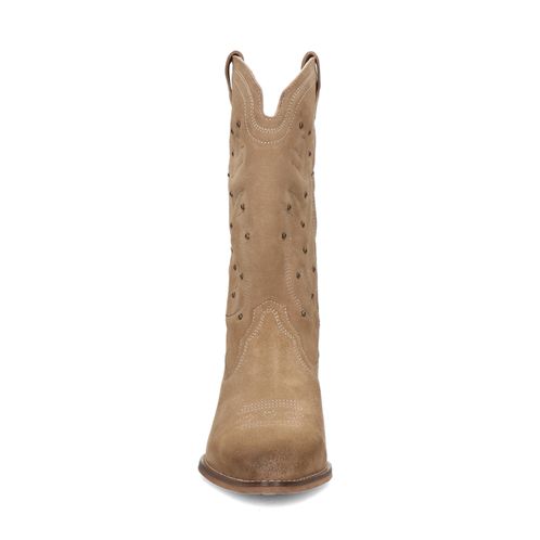 Taupe cowboy enkellaarsjes met studs