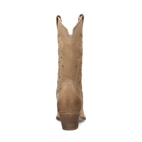 Taupe cowboy enkellaarsjes met studs
