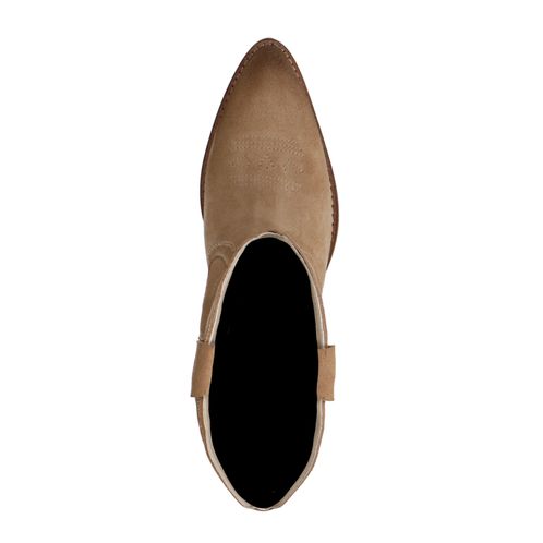 Taupe cowboy enkellaarsjes met studs