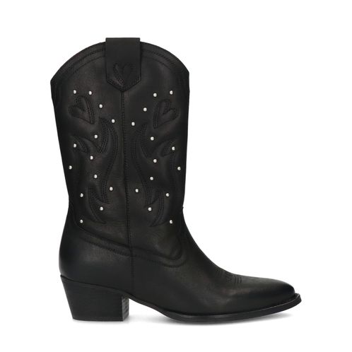 Zwarte cowboy enkellaarsjes met studs
