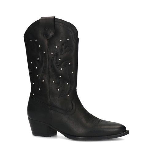 Zwarte cowboy enkellaarsjes met studs