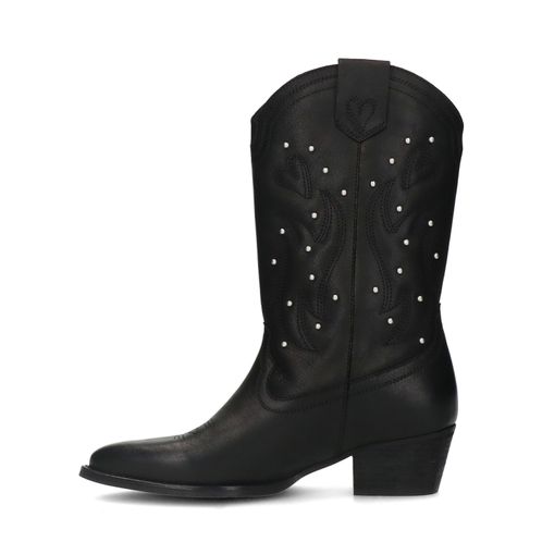 Zwarte cowboy enkellaarsjes met studs