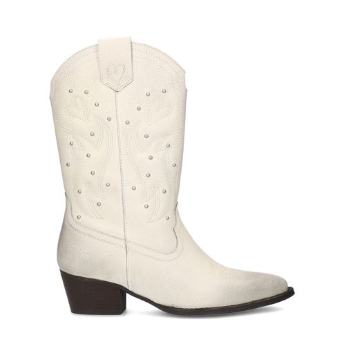 Santiags avec clous - blanc cassé