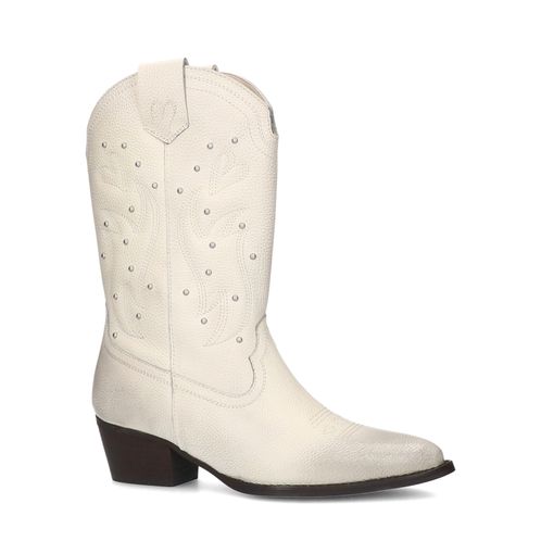 Santiags avec clous - blanc cassé