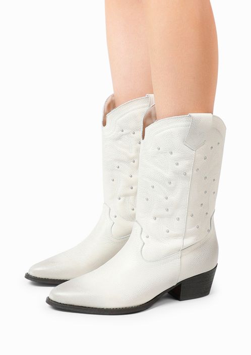Santiags avec clous - blanc cassé