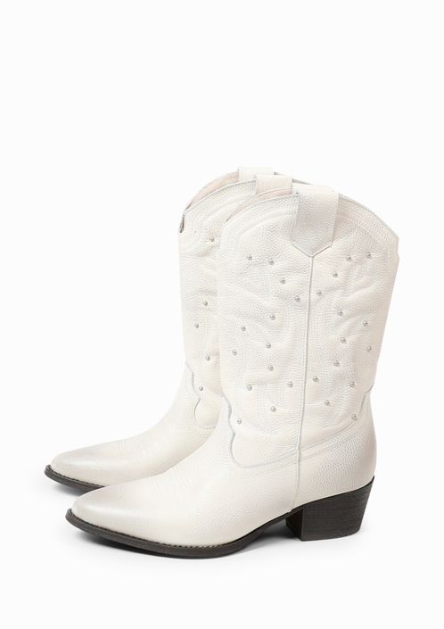 Santiags avec clous - blanc cassé