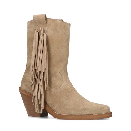 Santiags à talon avec franges - beige