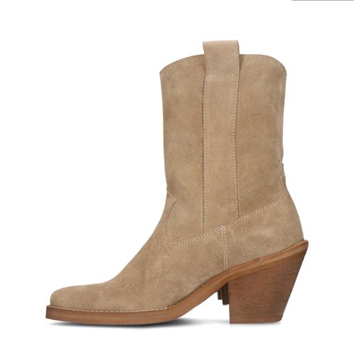 Santiags à talon avec franges - beige