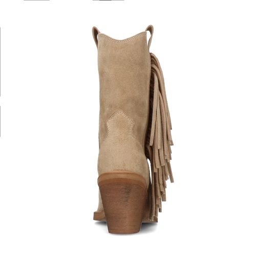 Santiags à talon avec franges - beige