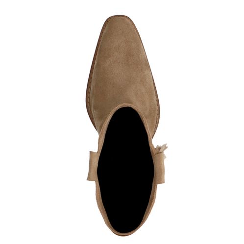 Santiags à talon avec franges - beige