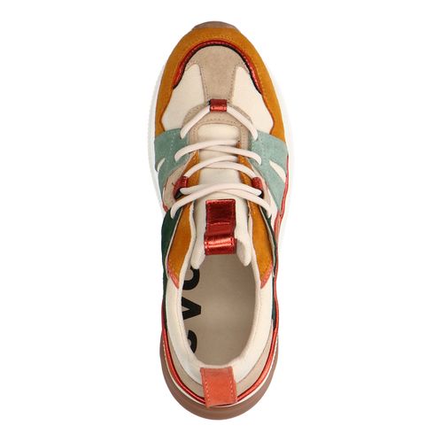Baskets en daim avec détails colorés - marron