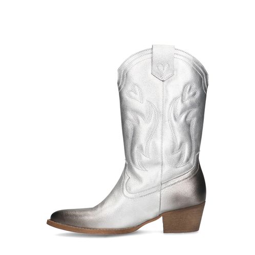 Santiags en cuir - argenté