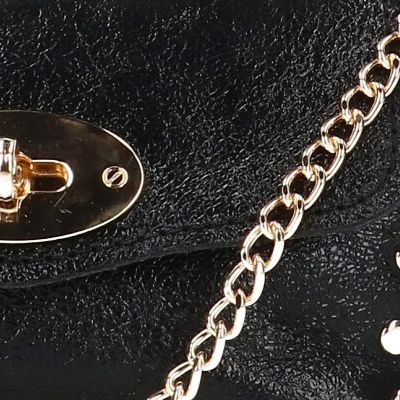 Zwarte metallic crossbody bag met goudkleurige chain