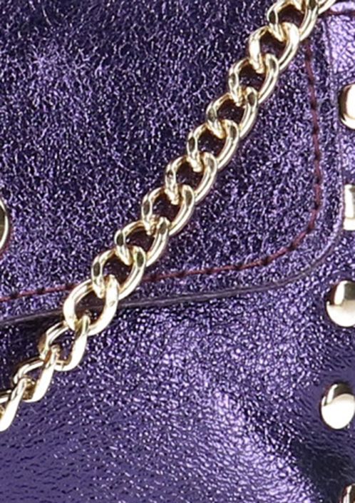 Paarse metallic crossbody bag met goudkleurige chain
