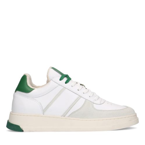 Witte leren sneakers met groene details