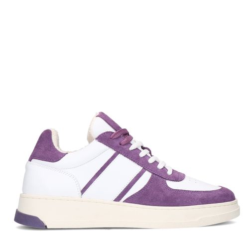 Witte leren sneakers met paarse details