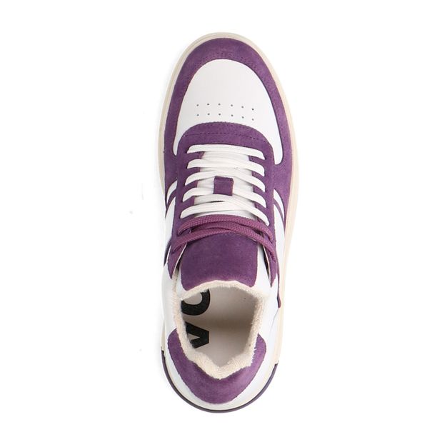 Witte leren sneakers met paarse details