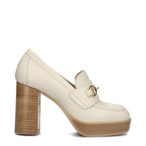 Loafers en cuir avec talon - blanc cassé