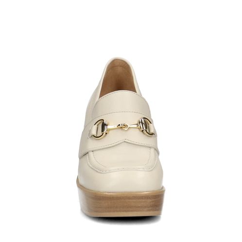 Loafers en cuir avec talon - blanc cassé