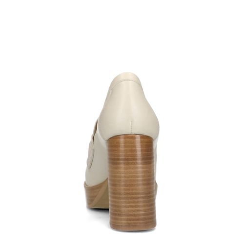 Loafers en cuir avec talon - blanc cassé