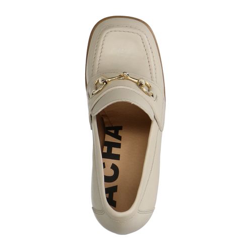 Off white leren loafers met hak