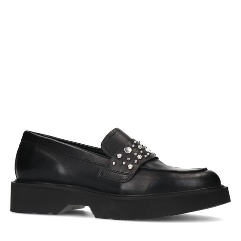 Zwarte chunky loafers met zilverkleurige studs