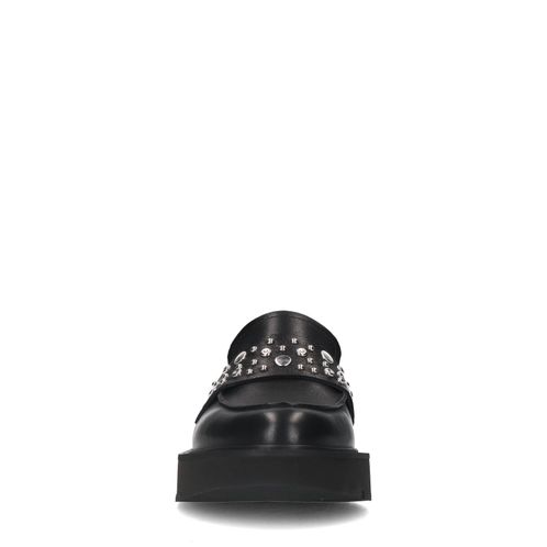 Zwarte chunky loafers met zilverkleurige studs