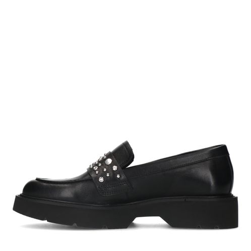 Zwarte chunky loafers met zilverkleurige studs