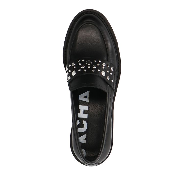 Zwarte chunky loafers met zilverkleurige studs