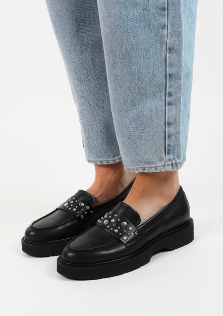 Loafers chunky avec clous - noir