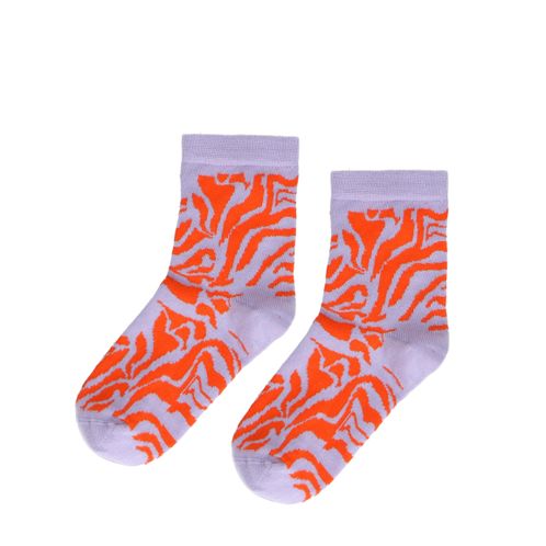 Lila sokken met oranje zebra print