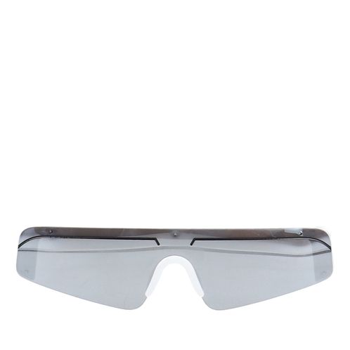 Weiße Sonnenbrille mit reflektierenden Gläsern