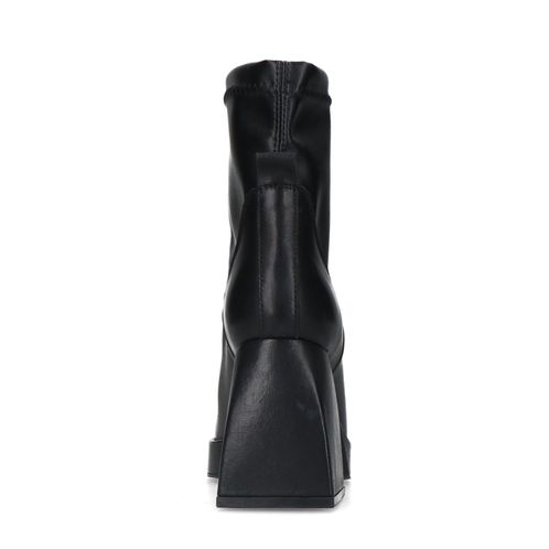 Schwarze Lederstiefeletten mit Absatz