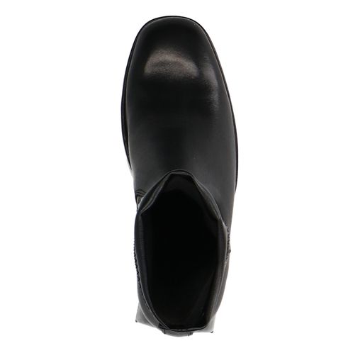 Schwarze Lederstiefeletten mit Absatz