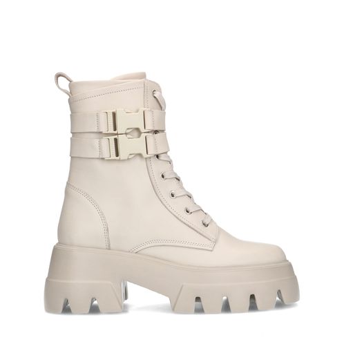 Offwhite Schnürboots aus Leder