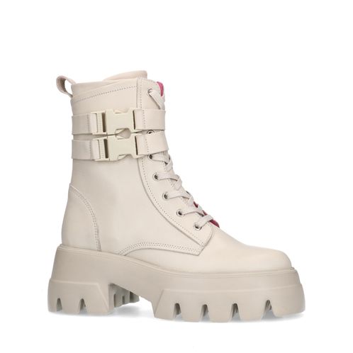 Offwhite Schnürboots aus Leder