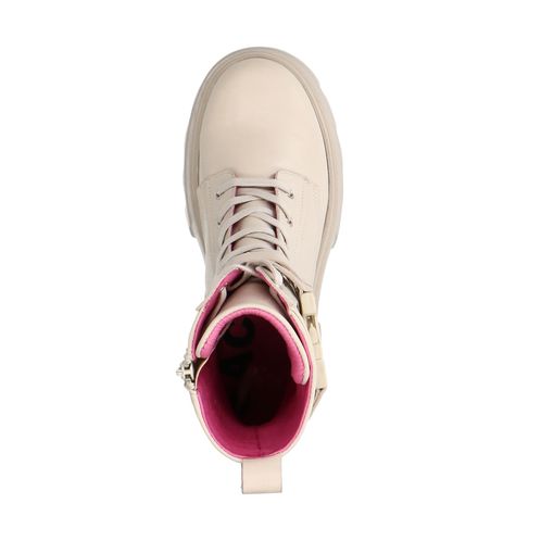 Bottines à lacets en cuir - blanc cassé