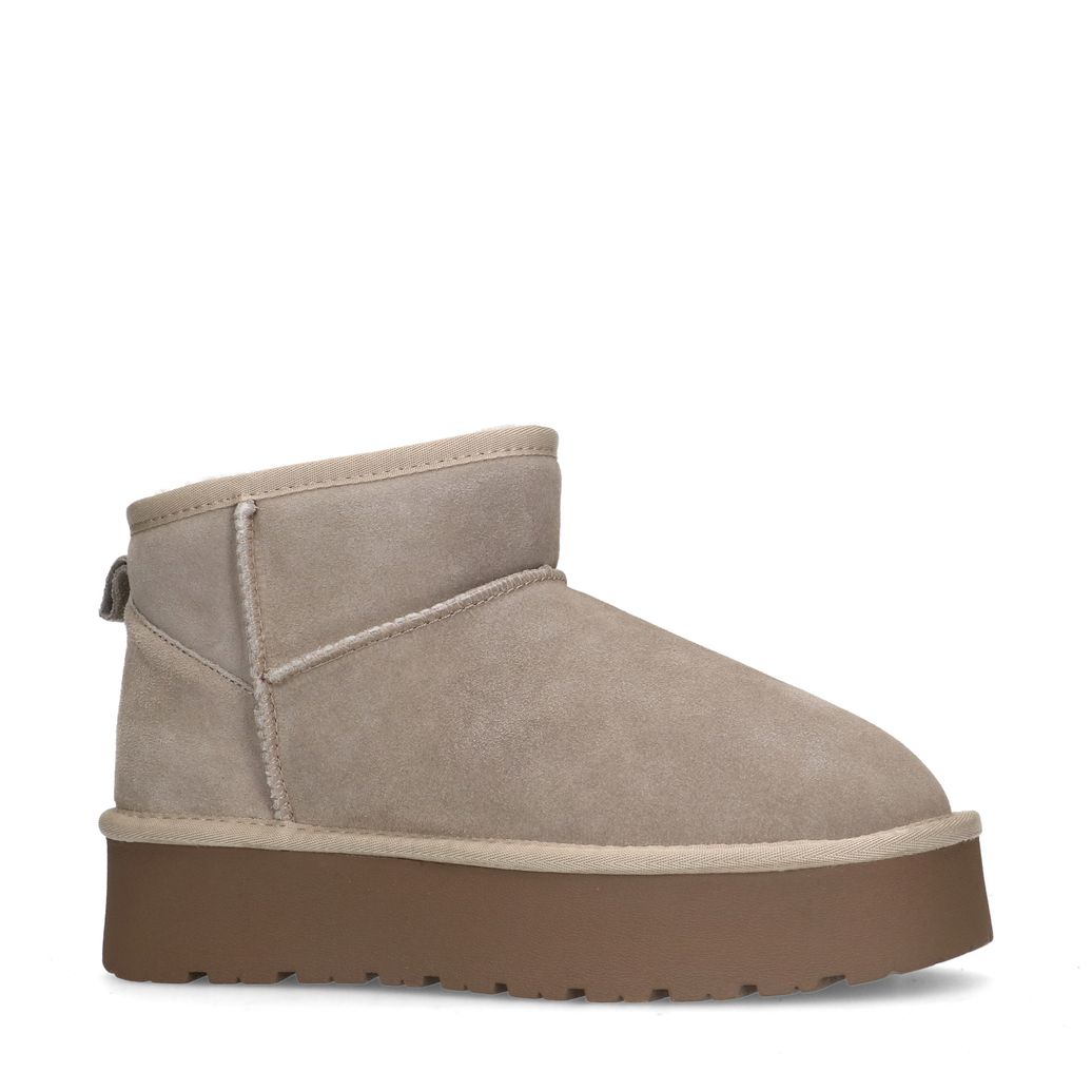 Bottines en daim avec semelle plateforme - beige
