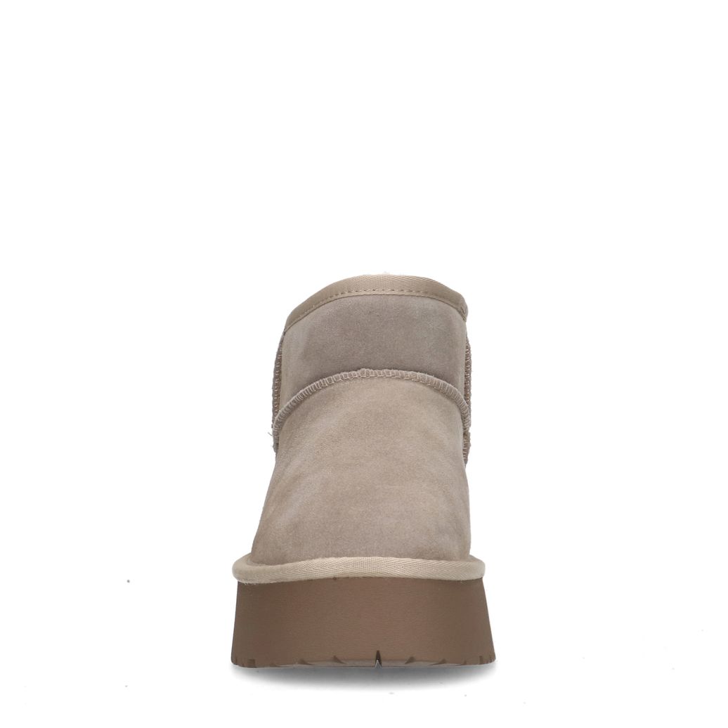 Bottines en daim avec semelle plateforme - beige