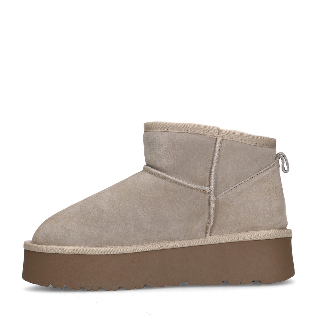 Bottines en daim avec semelle plateforme - beige