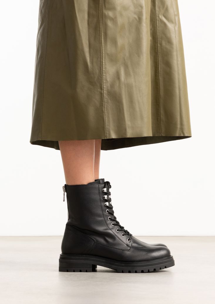 Bottines à lacets en cuir - noir