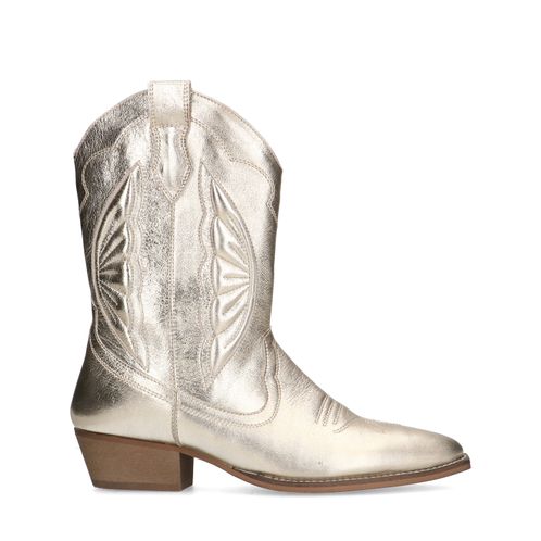 Goudkleurige leren cowboylaarzen