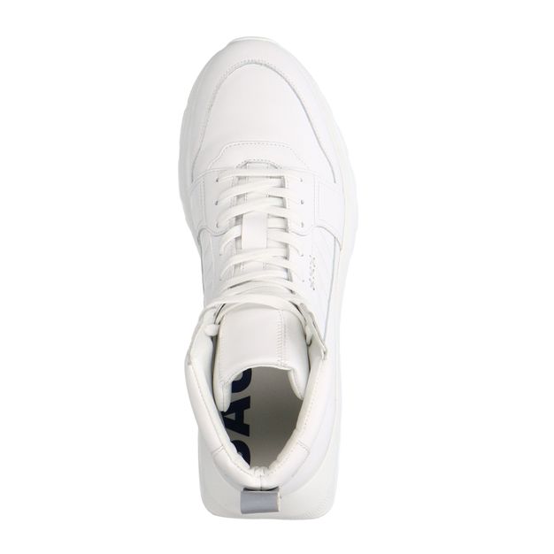 Weiße Ledersneaker mit hohem Schaft