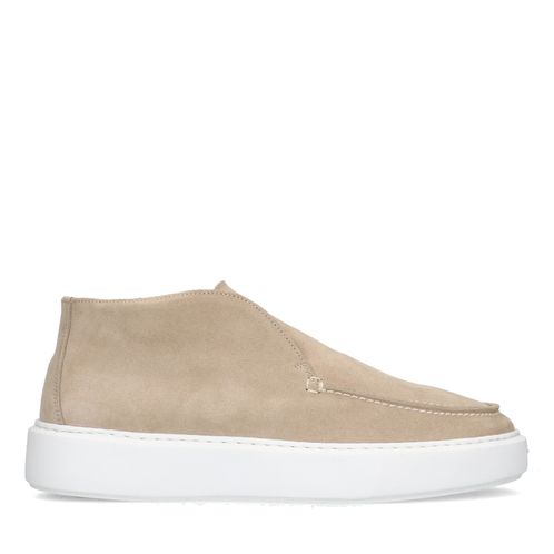 Beige suède hoge loafers