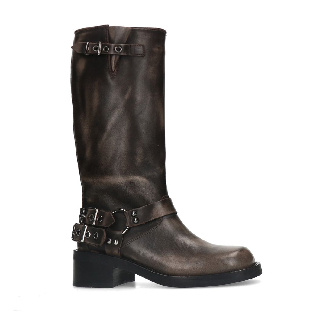 Bottines motardes à boucles - gris délavé