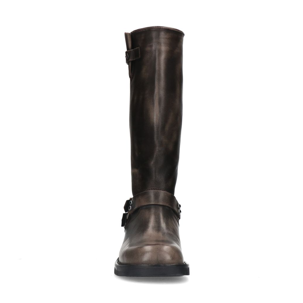 Bottines motardes à boucles - gris délavé