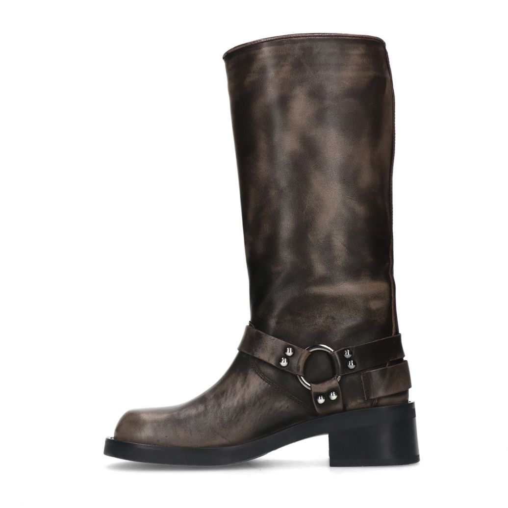 Bottines motardes à boucles - gris délavé