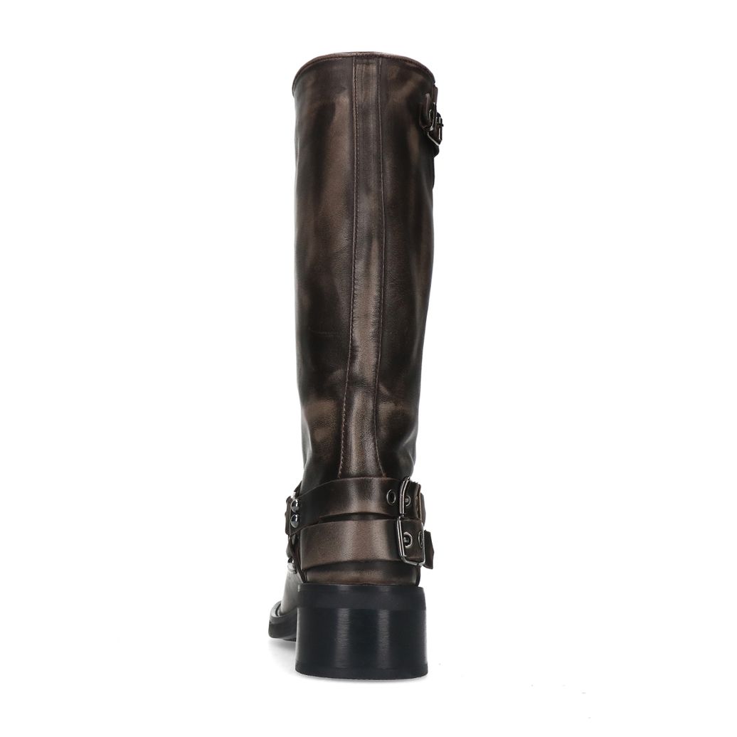 Bottines motardes à boucles - gris délavé