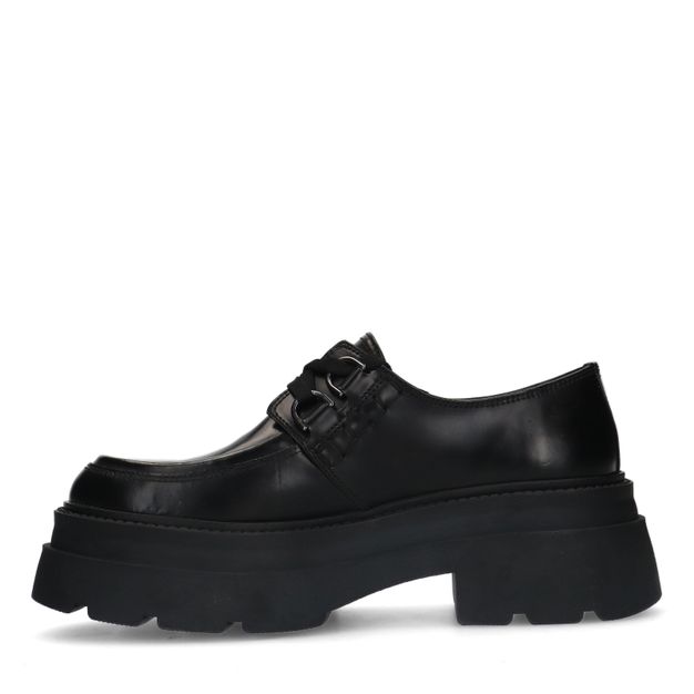 Chaussures à lacets en cuir avec semelle plateforme - noir